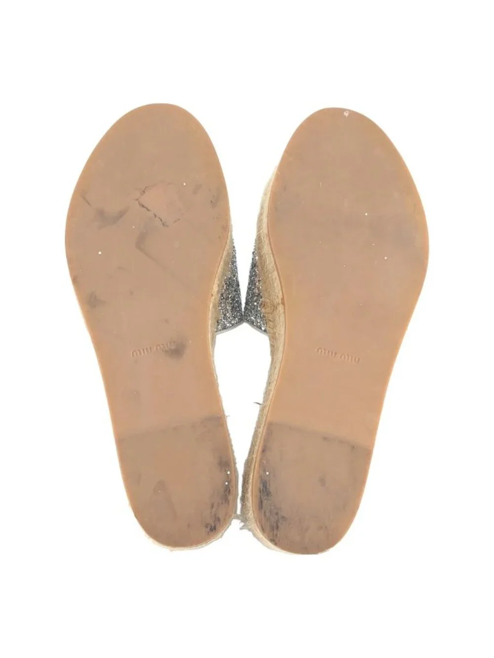Miu Miu Espadrilles Sandals Silver Beige